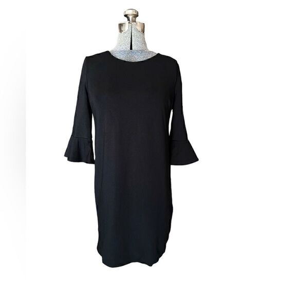 Chico's Black Knee Length Bell Sleeve Dress - Picture 2 of 8